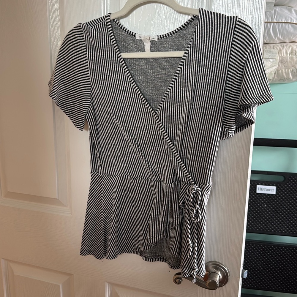 Black and white pinstripe top